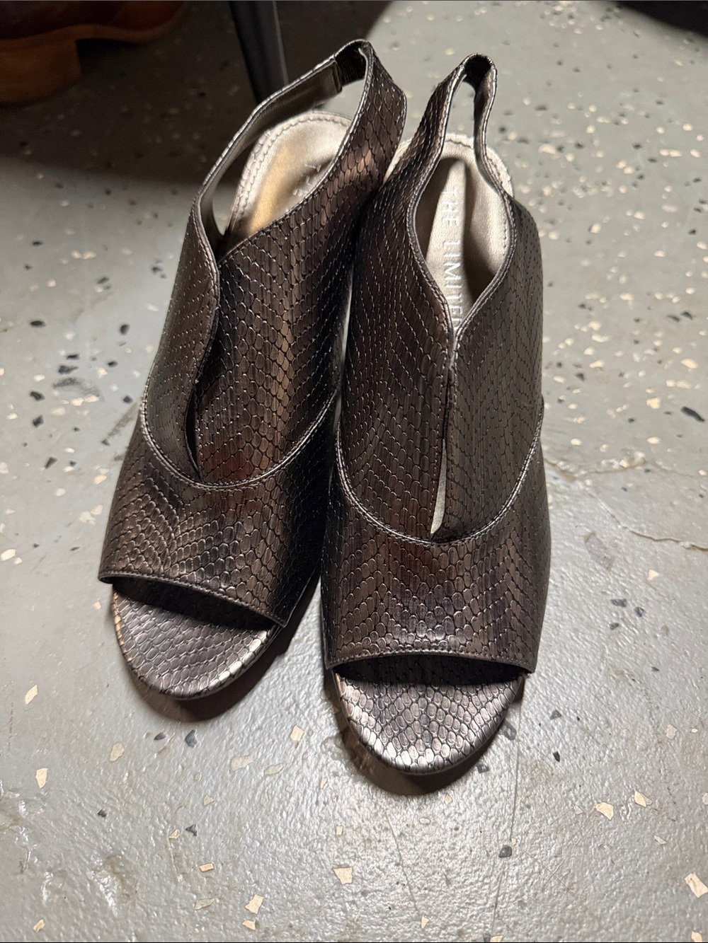 Ada Bronze Textured Peep-Toe Slingback Mules